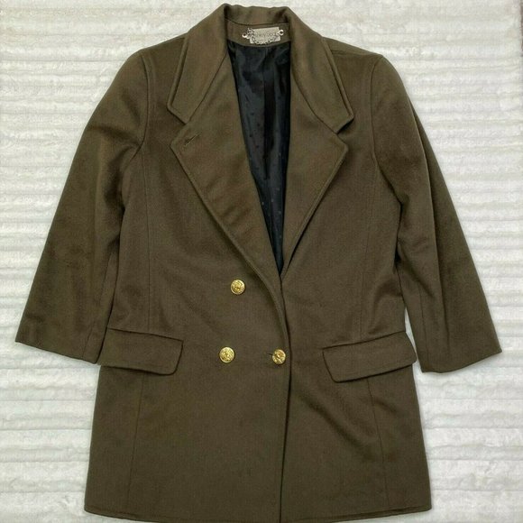 VTG ASHLEY SCOTT Olive Green‎ Wool Blend Coat - Picture 1 of 8